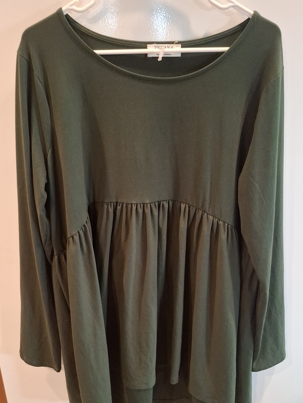 Zenana Outfitters Olive Green Peplum Tunic Top